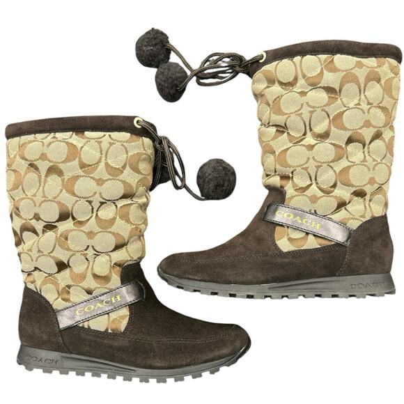 Coach Boots Women’s Size US6 Juniper 12CSIG Suede Signature in Brown - Picture 5 of 7